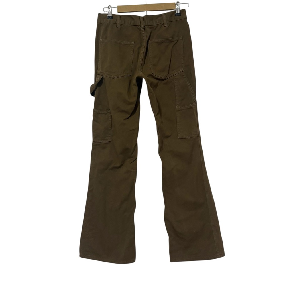 Brandy Melville John Galt Size Small Olive Green Cargo Flare Leg Jeans Utility - Picture 2 of 6